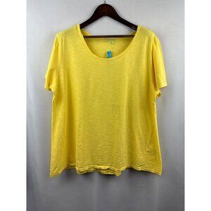 Women’s Fresh Produce 2X Bright Yellow Cotton T-Shirt
